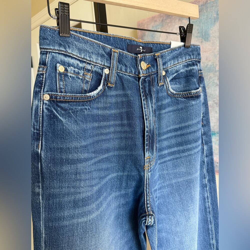 7 For All Mankind Kate Modern Straight Distressed Jeans Women’s 27 Slate NWT - Picture 3 of 11